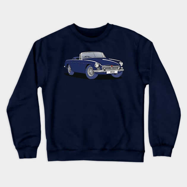 MGB Vintage Classic British Car in Blue Crewneck Sweatshirt by Webazoot